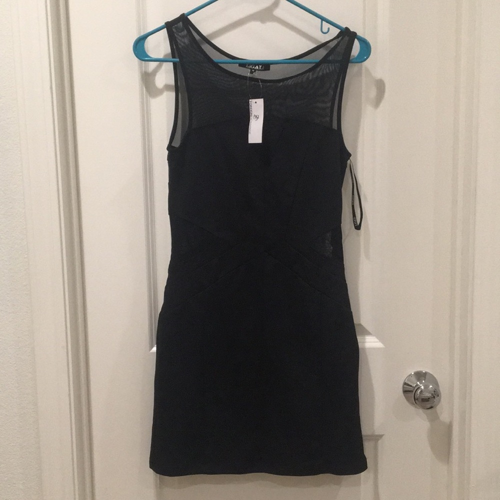 Black Mesh Foreign Exchange Dress with Tags